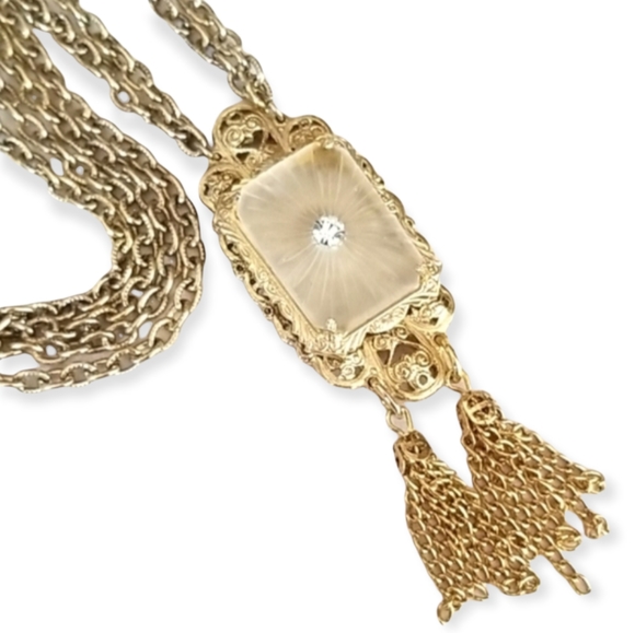 Vintage 1920s Art Deco CAMPHOR GLASS Pendant Neckace - Picture 2 of 16